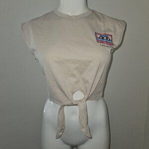 NWT Kagito Tan Tank Crop Top Cassette Tape Breakup Songs I Miss You Idiot Sz XS